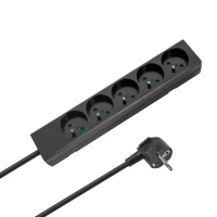 Rebel URZ3531-2-B Prodlužovací kabel, 5 zásuvek FR, 2 m, černý