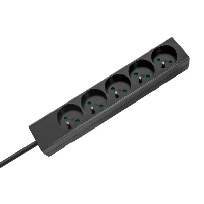 Rebel URZ3531-2-B Prodlužovací kabel, 5 zásuvek FR, 2 m, černý