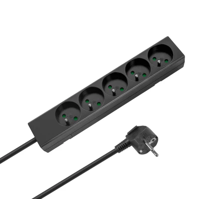 Rebel URZ3531-2-B Prodlužovací kabel, 5 zásuvek FR, 2 m, černý