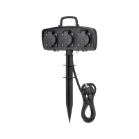 Rebel URZ3259 Zahradní zásuvkový sloupek, 3 zásuvky, IP44, 1,5 m, černý