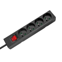 Rebel URZ3530-2-B Prodlužovací kabel s vypínačem, 4 zásuvky FR, 2 m, černý