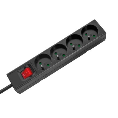 Rebel URZ3530-2-B Prodlužovací kabel s vypínačem, 4 zásuvky FR, 2 m, černý