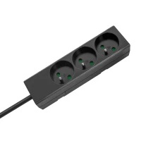Rebel URZ3198-3 Prodlužovací kabel, 3 zásuvky, bez vypínače, 3 m, černý