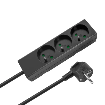 Rebel URZ3198-3 Prodlužovací kabel, 3 zásuvky, bez vypínače, 3 m, černý