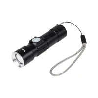 Rebel URZ0914 Hliníková LED svítilna 3W, 120 lm, ZOOM, USB, černá