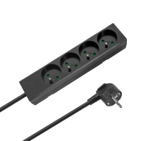 Rebel URZ3060-1.5 Prodlužovací kabel, 4 zásuvky, bez vypínače, 1,5 m, černý