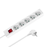 Rebel URZ3521-5-B Prodlužovací kabel s vypínačem, 5 zásuvek, 5 m, bílý