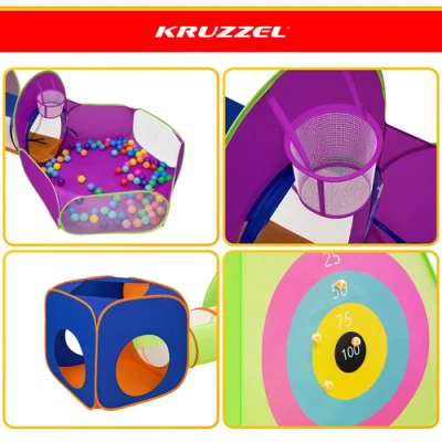KRUZZEL 27684 Dětský stan 5 v 1 s tunely