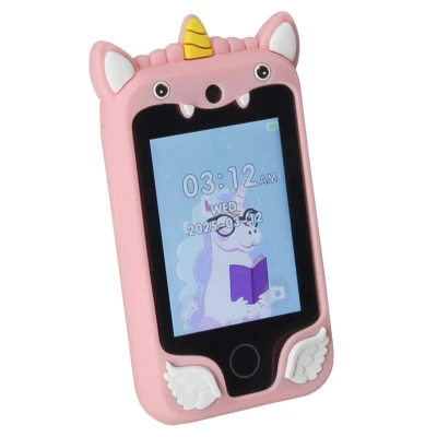 KIK KX2715 Dětský smartphone s fotoaparátem, hrami a MP3, 8 GB, jednorožec, růžový