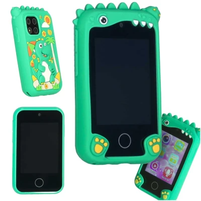 KIK KX2715 Detský smartfón s fotoaparátom, hrami a MP3, 8 GB, dinosaurus, zelený
