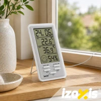 Izoxis 27912 Meteorologická stanice s vlhkoměrem 14,5 x 8 x 2,4 cm, bílo-šedá