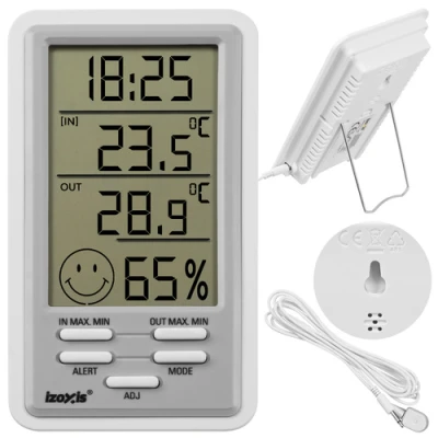 Izoxis 27912 Meteorologická stanice s vlhkoměrem 14,5 x 8 x 2,4 cm, bílo-šedá
