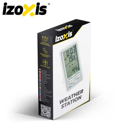 Izoxis 27912 Meteorologická stanice s vlhkoměrem 14,5 x 8 x 2,4 cm, bílo-šedá