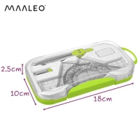 Maaleo 27975 Geometrická sada s kružítkem, pravítkem a úhloměrem, 7dílná, zelená