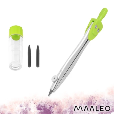 Maaleo 27975 Geometrická sada s kružítkem, pravítkem a úhloměrem, 7dílná, zelená