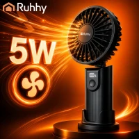 Ruhhy 27781 Mini ruční ventilátor s LED displejem, USB‑C, 2400 mAh, černý
