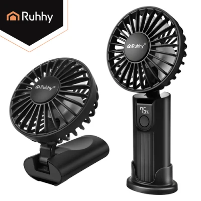 Ruhhy 27781 Mini ruční ventilátor s LED displejem, USB‑C, 2400 mAh, černý