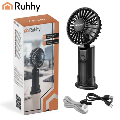Ruhhy 27781 Mini ruční ventilátor s LED displejem, USB‑C, 2400 mAh, černý