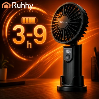 Ruhhy 27781 Mini ruční ventilátor s LED displejem, USB‑C, 2400 mAh, černý