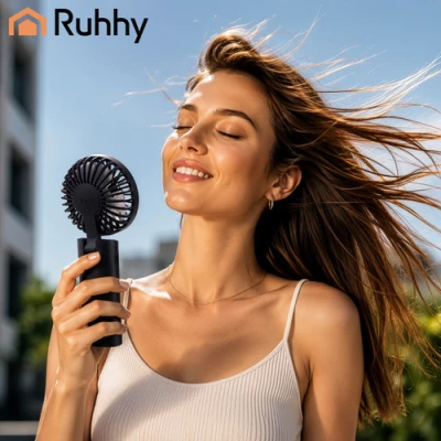 Ruhhy 27781 Mini ruční ventilátor s LED displejem, USB‑C, 2400 mAh, černý
