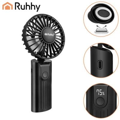 Ruhhy 27781 Mini ruční ventilátor s LED displejem, USB‑C, 2400 mAh, černý