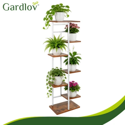 Gardlov 27790 Stojan na květiny 120 x 23,5 x 42 cm, 7 polic, bílo-hnědý