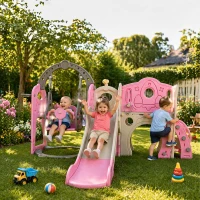 RealG RC-K-2364 Dětské multifunkční hřiště 5 v 1, růžová