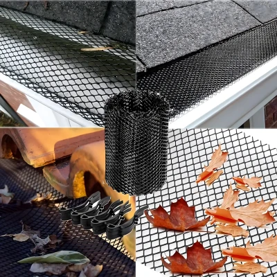 RealG RC-K-2097 Sieťka na odkvapy proti listiu a nečistotám 15 cm x 6 m + spony