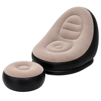 RealG RC-K-2521 Nafukovacie relaxačné kreslo s podnožkou, béžové