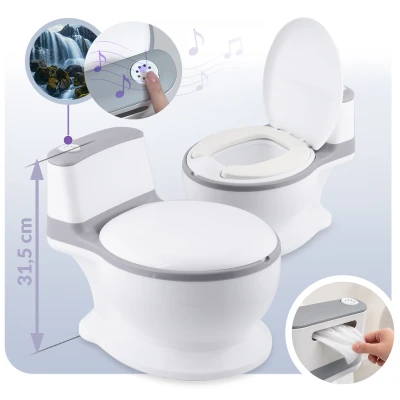 Ricokids RK-290 Interaktivní dětský nočník se zvukem splachování, bílo-šedý