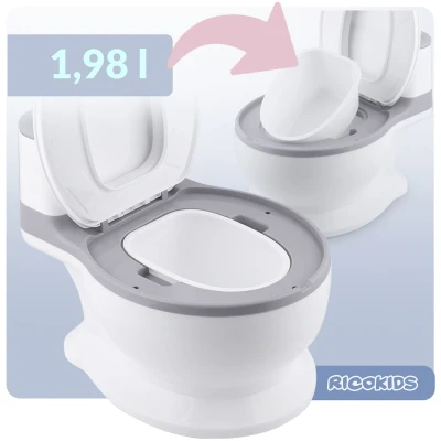 Ricokids RK-290 Interaktivní dětský nočník se zvukem splachování, bílo-šedý