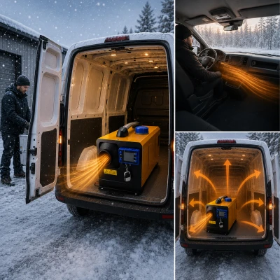 RealG RC-K-2569 Naftový ohrievač 8 kW 12/24 V, Bluetooth, diaľkové ovládanie, LCD displej