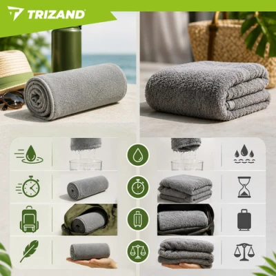 Trizand 27783 Rýchloschnúci uterák 120 x 60 cm, sivý