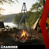 Kaminer 27515 Záhradný gril na troch nohách s ohniskom 167 cm, rošt 58 cm
