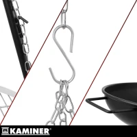 Kaminer 27515 Záhradný gril na troch nohách s ohniskom 167 cm, rošt 58 cm