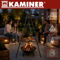Kaminer 27515 Záhradný gril na troch nohách s ohniskom 167 cm, rošt 58 cm