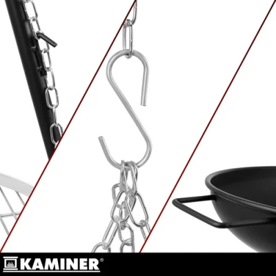Kaminer 27515 Záhradný gril na troch nohách s ohniskom 167 cm, rošt 58 cm