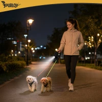 Purlov 27852 Dvojité samonavíjacie vodítko 2 x 3 m s LED svietidlom, čierne