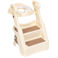 ECOTOYS HA-P33 Dětské WC sedátko se schůdky a madly, béžové