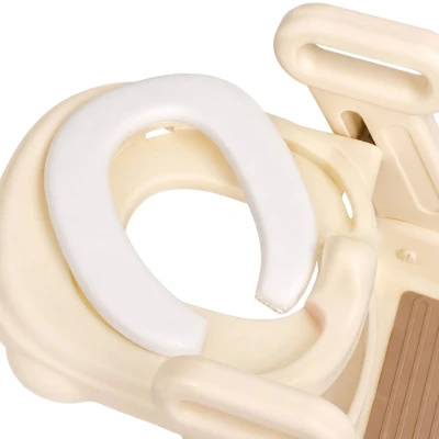 ECOTOYS HA-P33 Detské WC sedadlo so schodíkmi a madlami, béžové