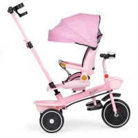 ECOTOYS WQL-066 Dětská tříkolka, kočárek s otočným sedátkem 360°, 2 v 1, růžová