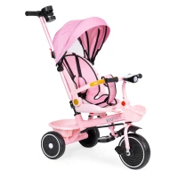 ECOTOYS WQL-066 Dětská tříkolka, kočárek s otočným sedátkem 360°, 2 v 1, růžová
