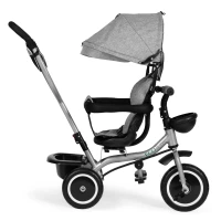 ECOTOYS WQL-066 Dětská tříkolka, kočárek s otočným sedátkem 360°, 2 v 1, šedá