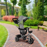 ECOTOYS WQL-066 Dětská tříkolka, kočárek s otočným sedátkem 360°, 2 v 1, šedá
