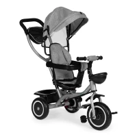 ECOTOYS WQL-066 Dětská tříkolka, kočárek s otočným sedátkem 360°, 2 v 1, šedá