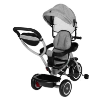 ECOTOYS WQL-066 Dětská tříkolka, kočárek s otočným sedátkem 360°, 2 v 1, šedá