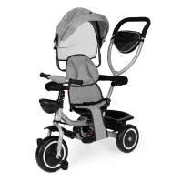 ECOTOYS WQL-066 Dětská tříkolka, kočárek s otočným sedátkem 360°, 2 v 1, šedá