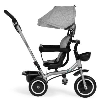 ECOTOYS WQL-066 Dětská tříkolka, kočárek s otočným sedátkem 360°, 2 v 1, šedá