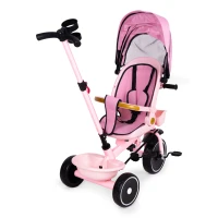 ECOTOYS WQL-186 Detská trojkolka, kočík s otočným sedadlom o 360°, ružová