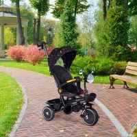 ECOTOYS WQL-186 Dětská tříkolka kočárek s otočným sedátkem 360°, 2 v 1, černá